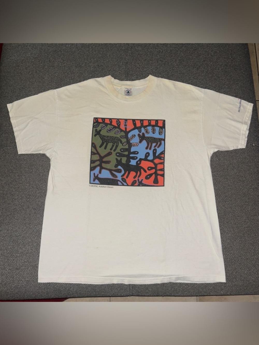 Rare 90s Kalahari Desert Art T-Shirt with Colorblock Animal Print